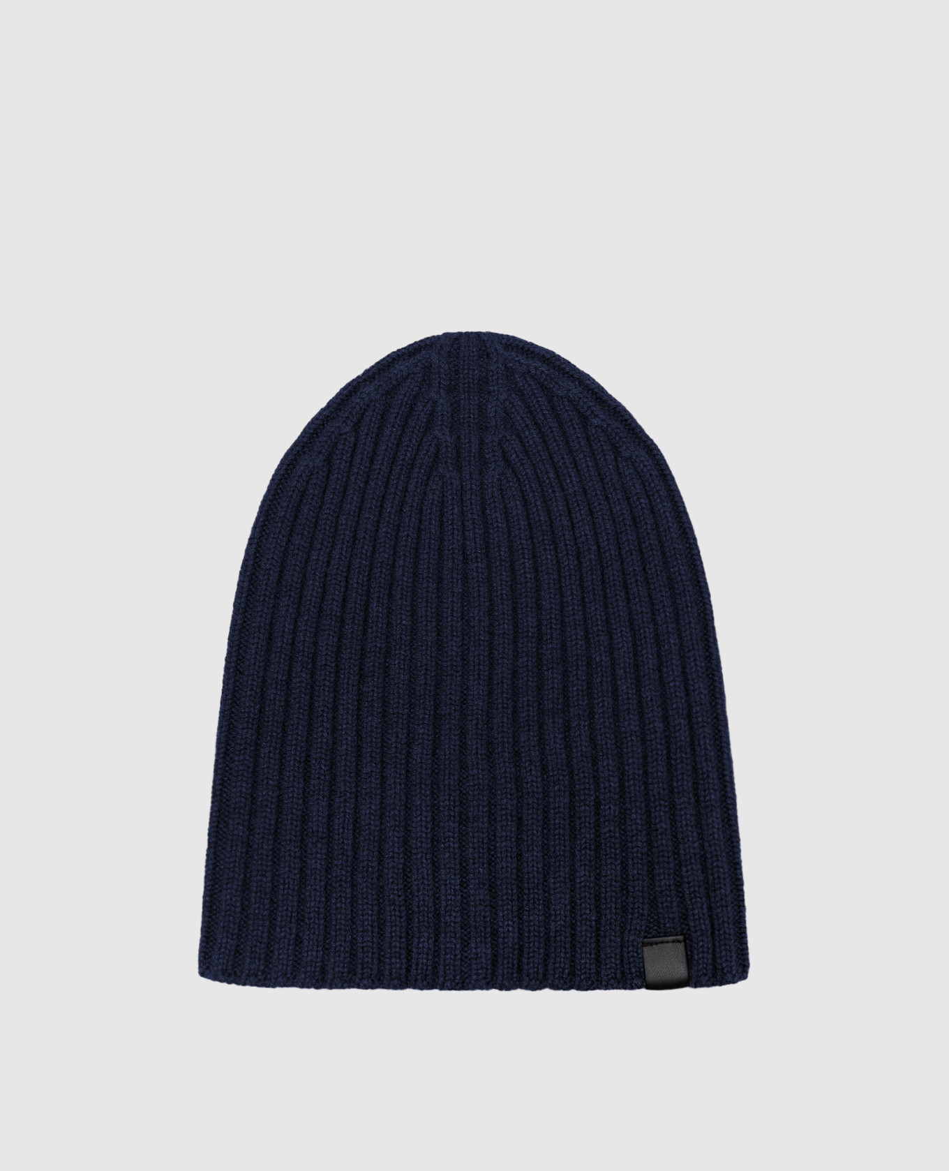 Blue ribbed cashmere hat