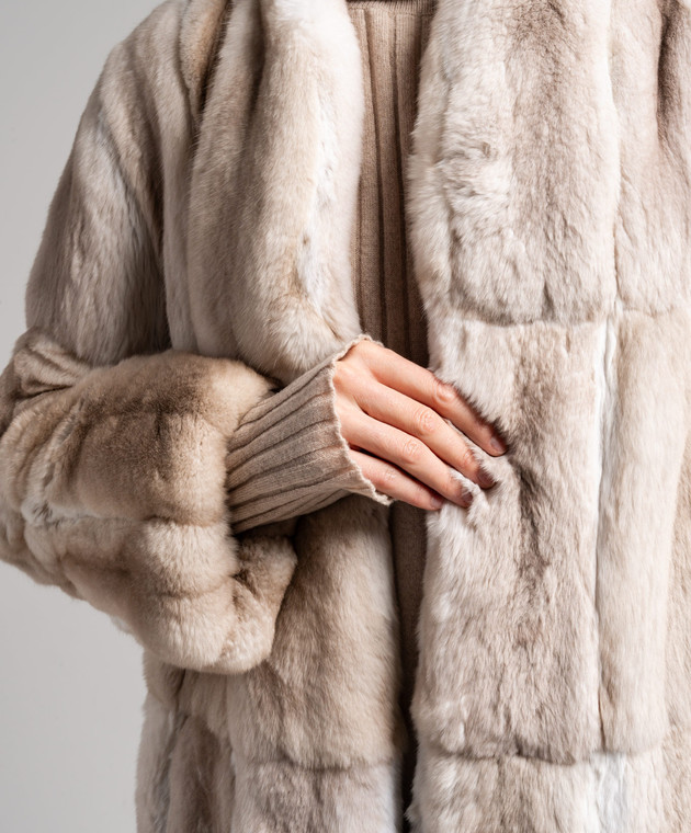 Elpidio Loffredo Beige maxi fur coat made of chinchilla fur CHI010AN14 image 5