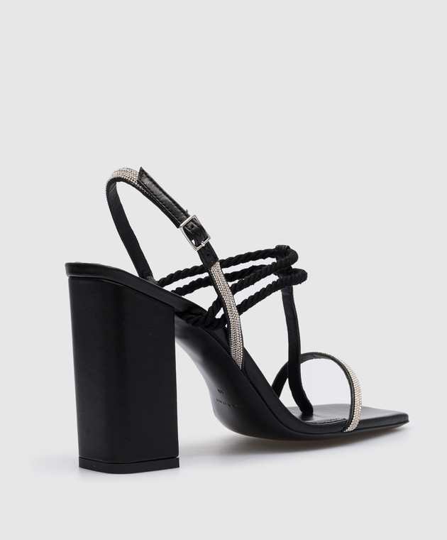 Peserico Black leather sandals with monil chain E39568C0R09829 image 3