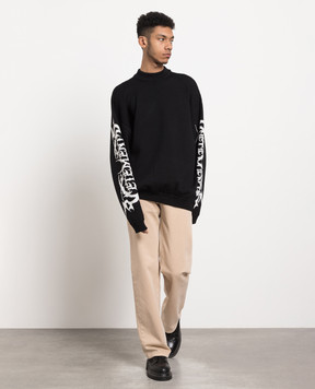 Vetements Черный свитер из шерсти с узором логотипа UE54KN160B