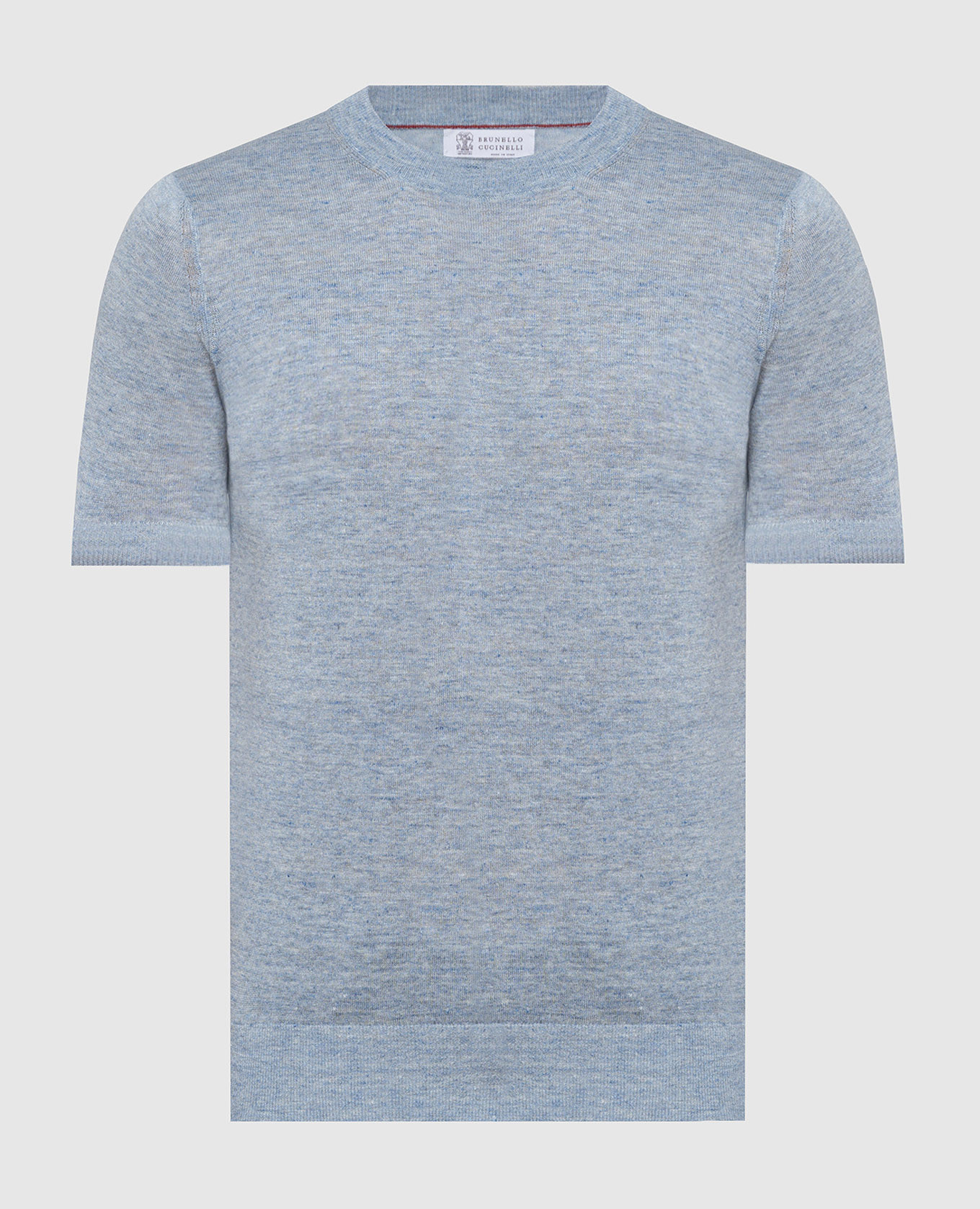 Blue melange t-shirt with linen