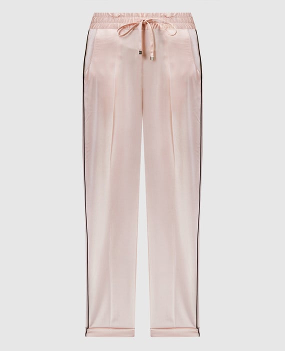 Розовые брюки с контрастным кантом