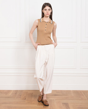 John Smedley Коричневий топ в рубчик Raye RAYE