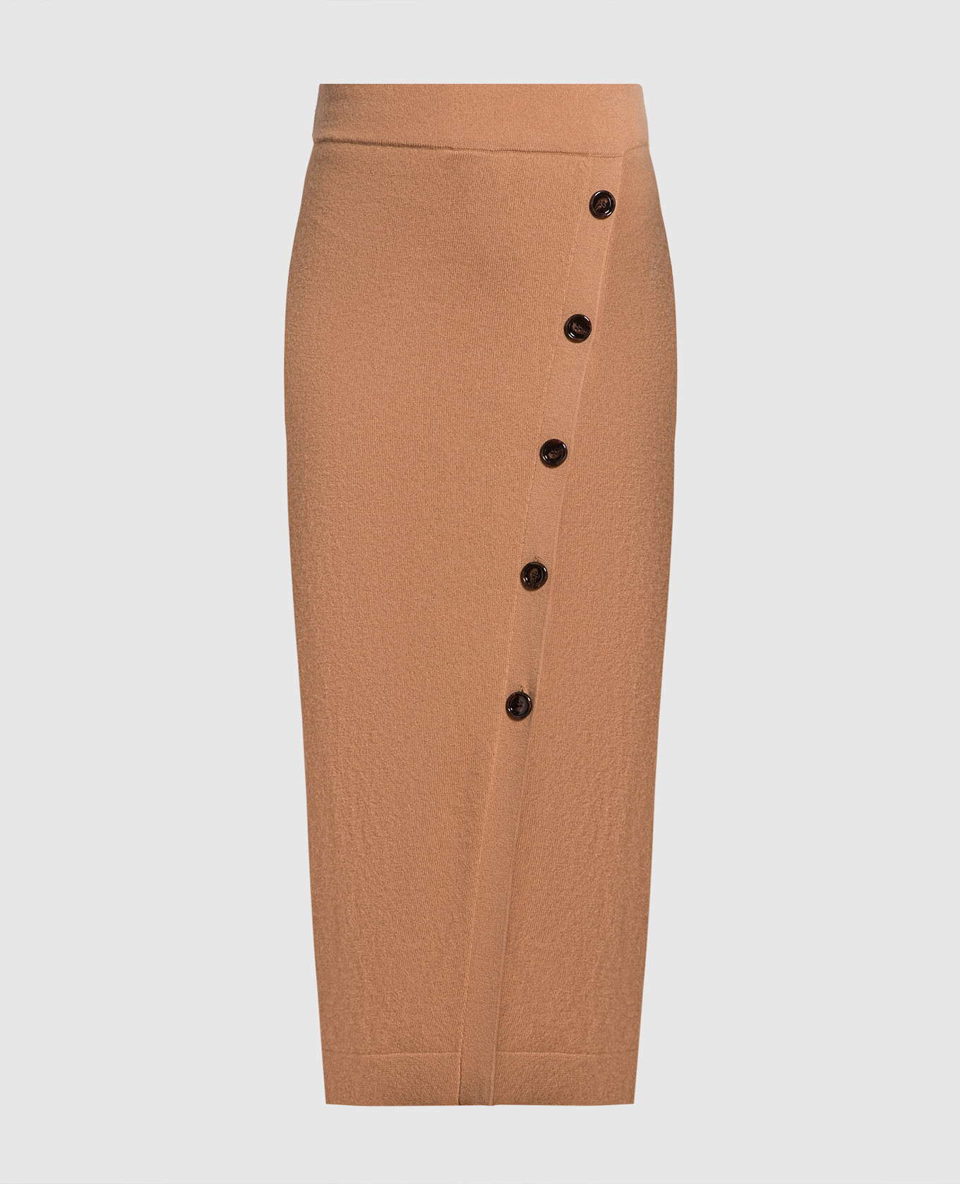Brown wool and cashmere skirt with slit