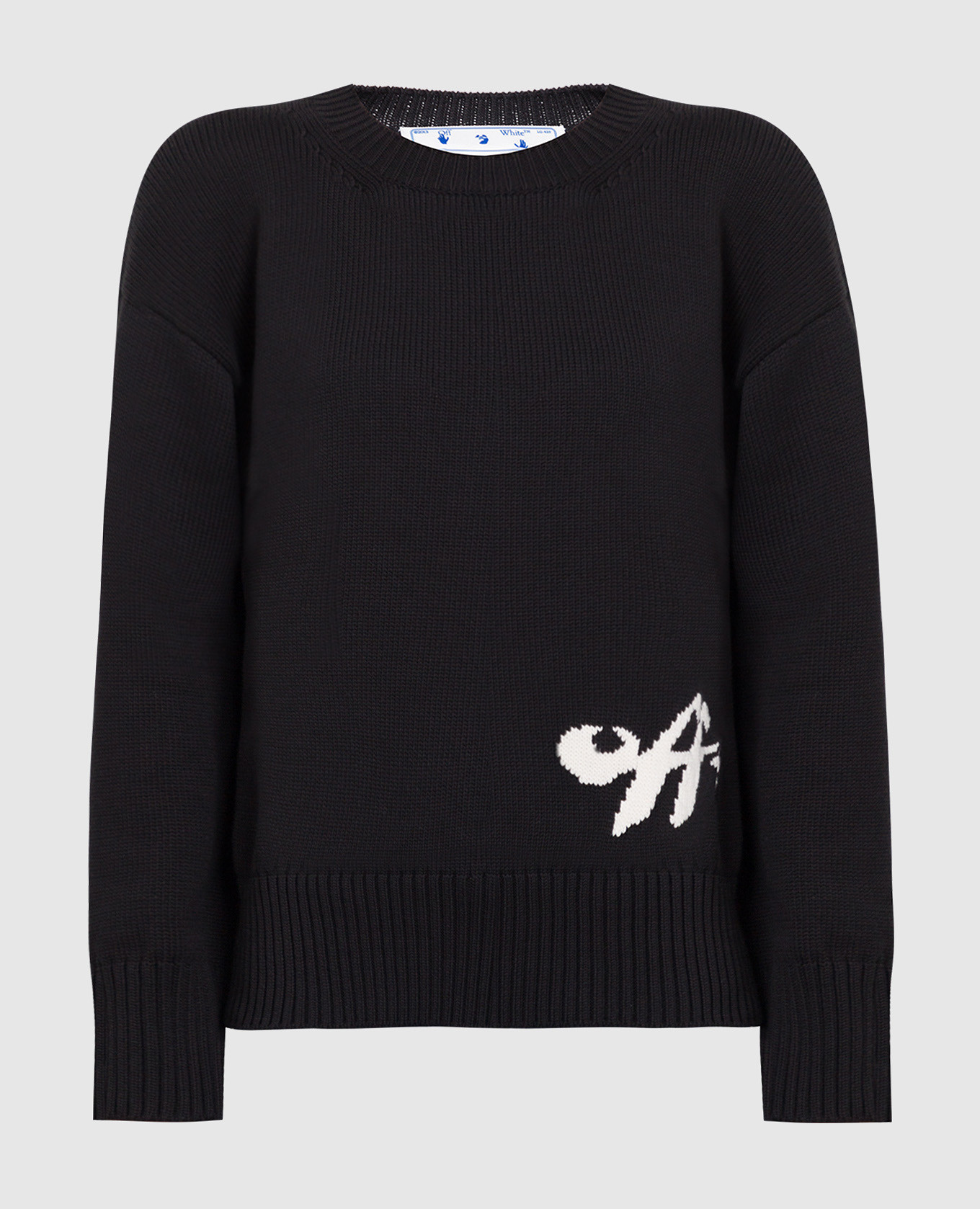 

Черный свитер с контрастным принтом логотипа, Свитера