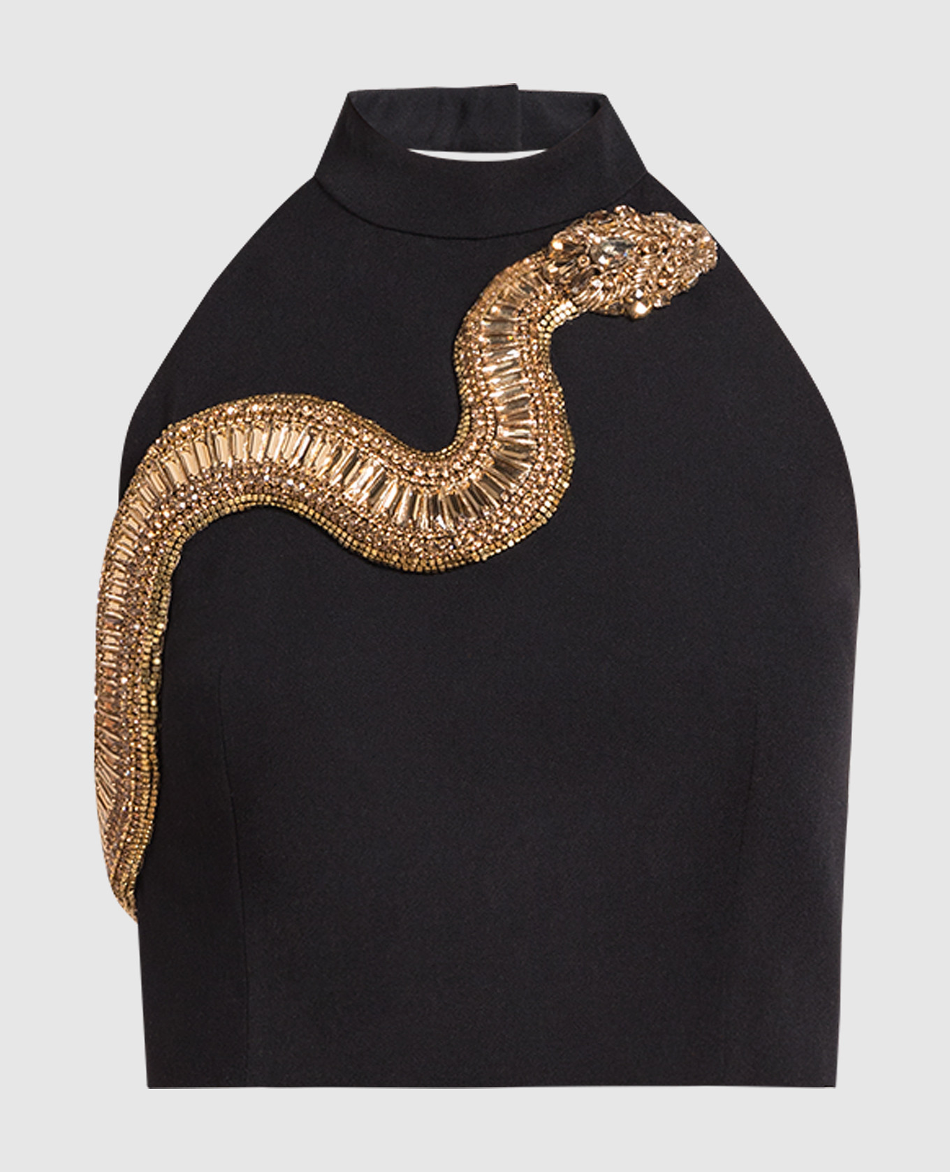 

Черный топ из шерсти с аппликацией в виде змеи, Топы