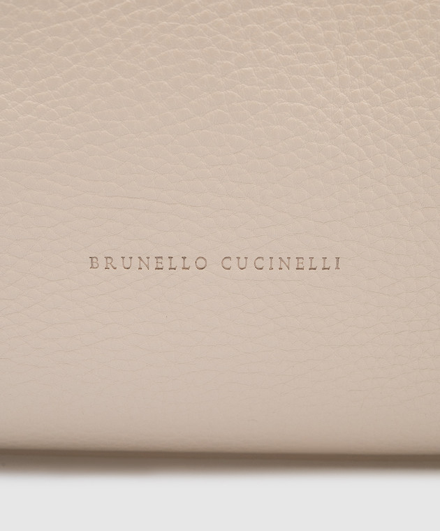 Brunello Cucinelli Бежева шкіряна сумка з ланцюжками моніль MBVND2500 зображення 5