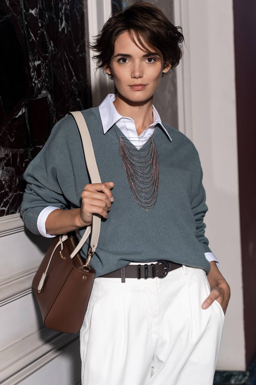 Peserico Зеленый пуловер из шерсти, шелка и кашемира S99022F07K09018 изображение 6