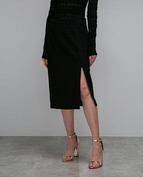 Missoni Черная ажурная юбка с разрезом DS23WH0RBR00NU