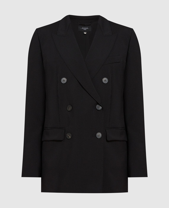 Black double-breasted wool jacket