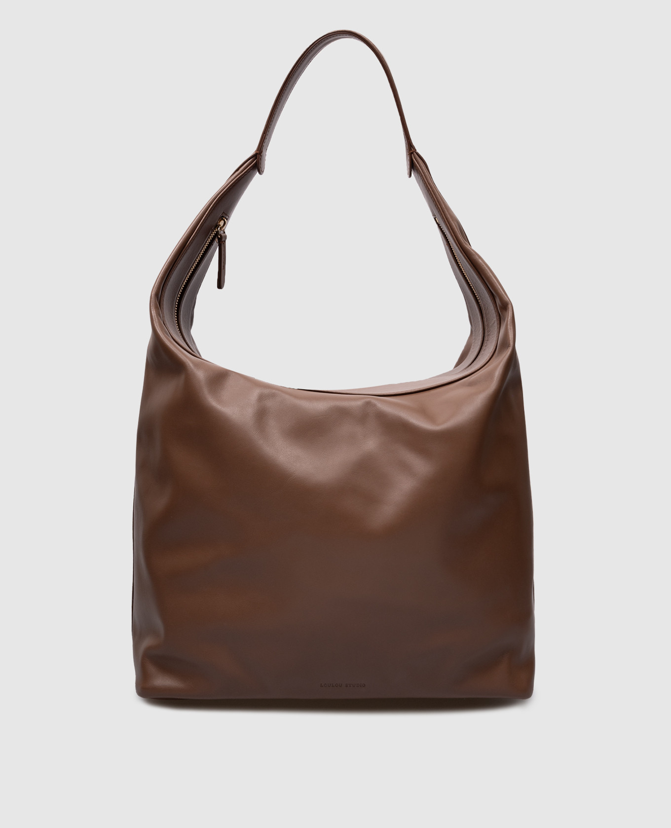 MILA logo brown leather hobo bag