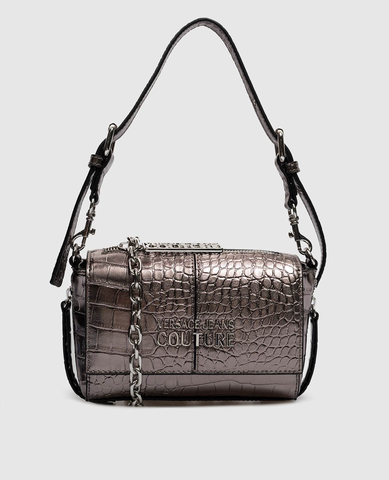 

Серебряная сумка-мессенджер Zipper с логотипом, Серебристый, Сумки через плечо