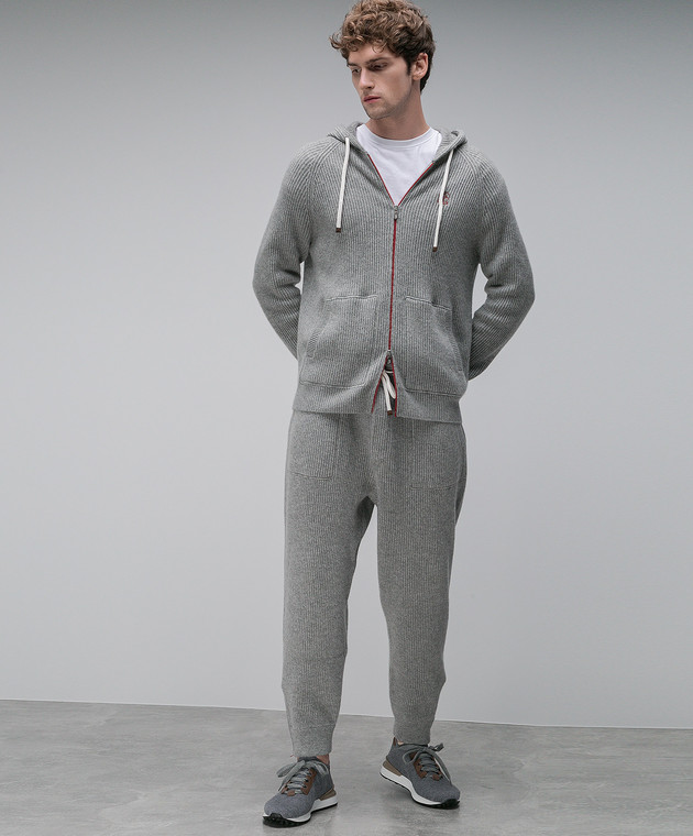 Brunello Cucinelli Сіра спортивна кофта з кашеміру з логотипом M22704806G зображення 2