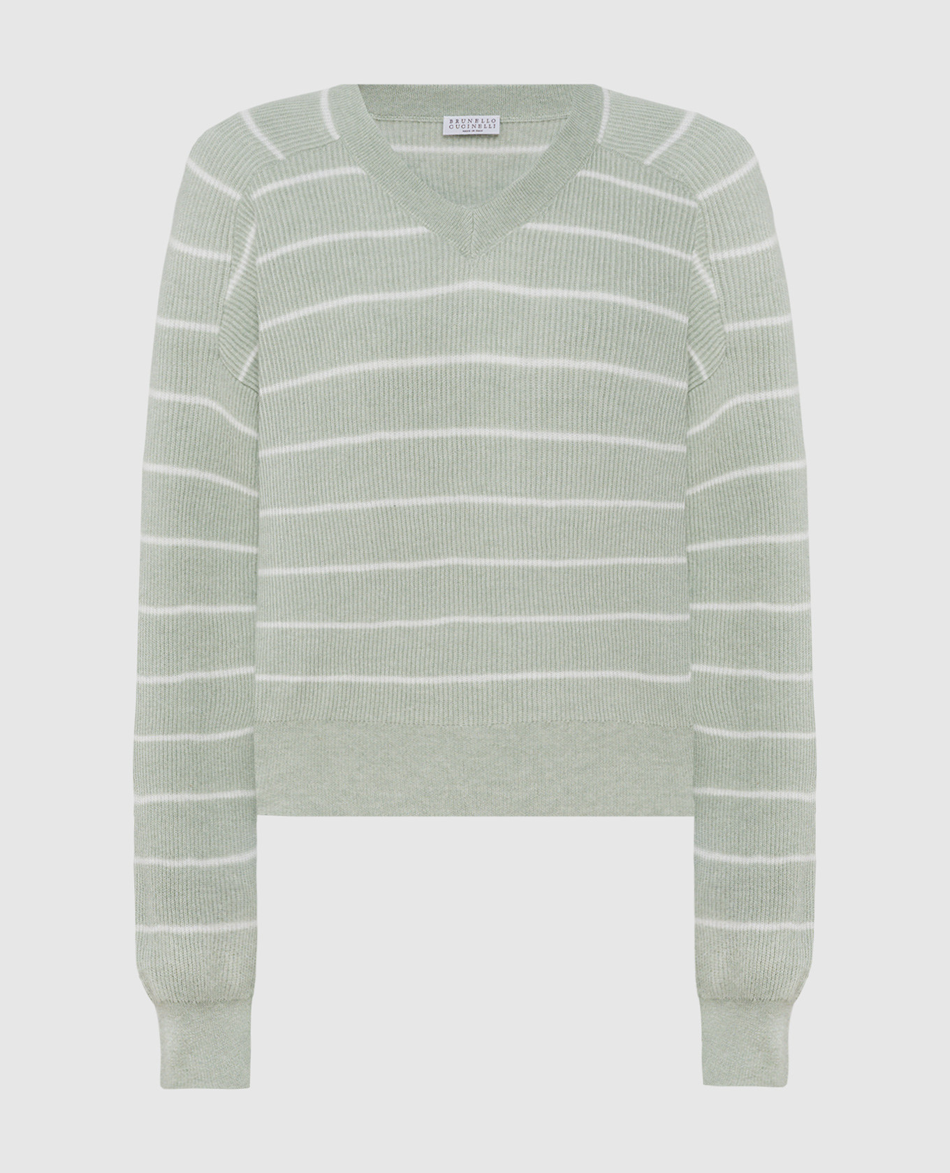 Green striped sweater with wool