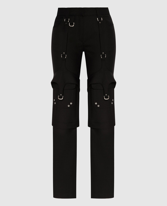 Черные брюки-карго с ремешками