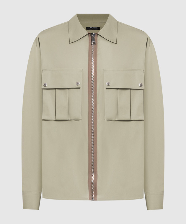 Balmain - Green raincoat with logo print AH1HS175CC63 buy at Symbol