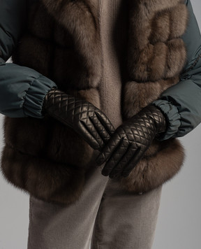 Sermoneta Gloves Черные кожаные стеганные перчатки CHANEL