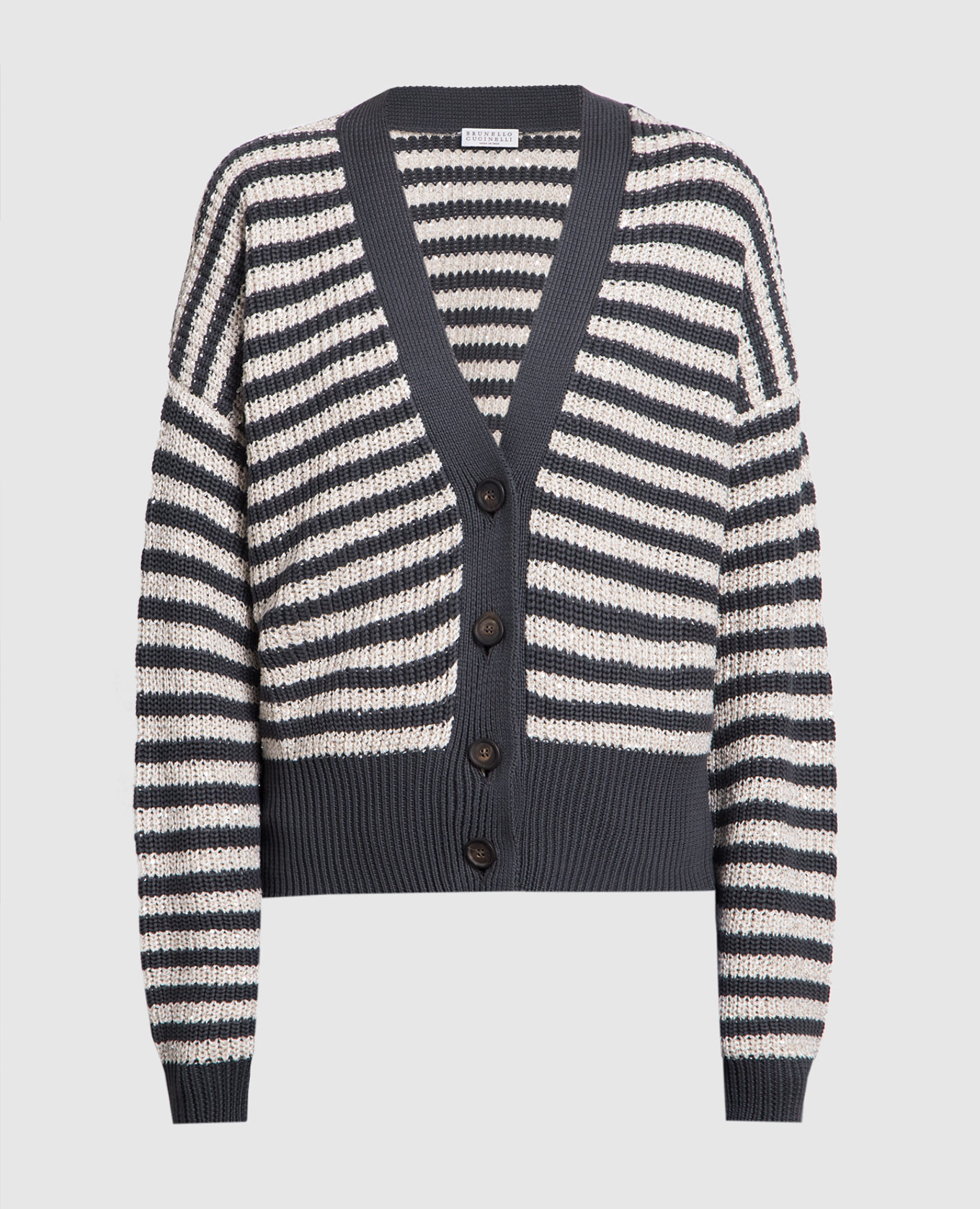 Gray striped cardigan with sequins