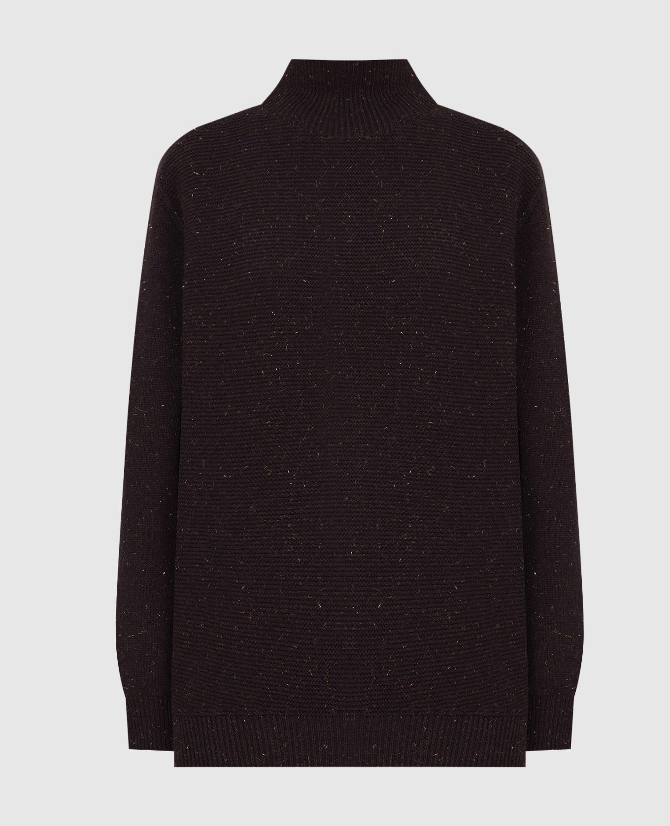 Темно-коричневый свитер из шерсти и шелка с люрексом