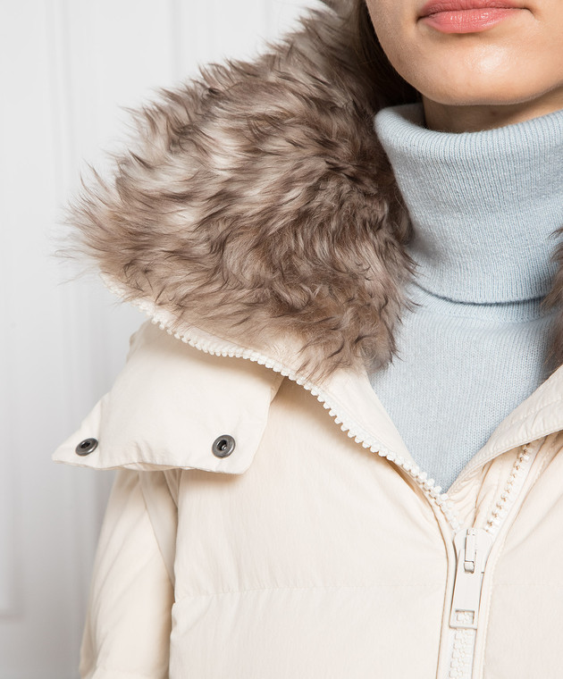 Yves Salomon Army Бежевый пуховик с мехом 24WFV06980T08G изображение 5
