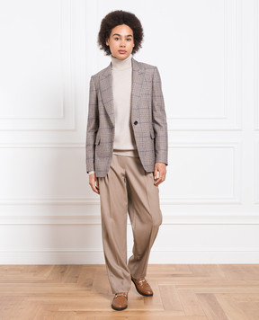 Brunello Cucinelli Бежевый гольф из кашемира с цепочкой мониль M12150103P