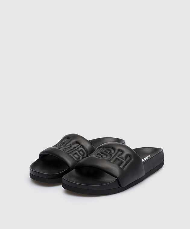 AMBUSH Black leather flip flops with embossed logo BMIC001S23LEA001 image 2