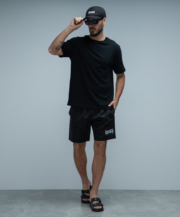Dolce&Gabbana Black swim shorts with branded print M4F25TFUSFW image 2