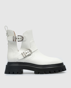 Stuart Weitzman Белые кожаные ботинки Mverick SF018