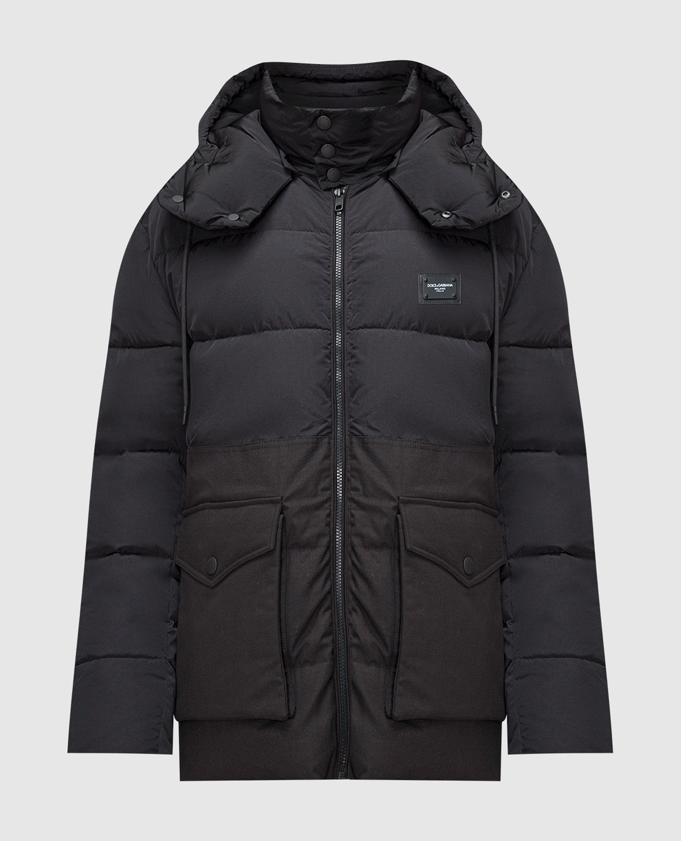 

Черный пуховик с логотипом, Пуховики