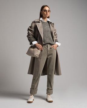 Brunello Cucinelli Джинси кольору хакі з ланцюжком моніль M0H43P5797