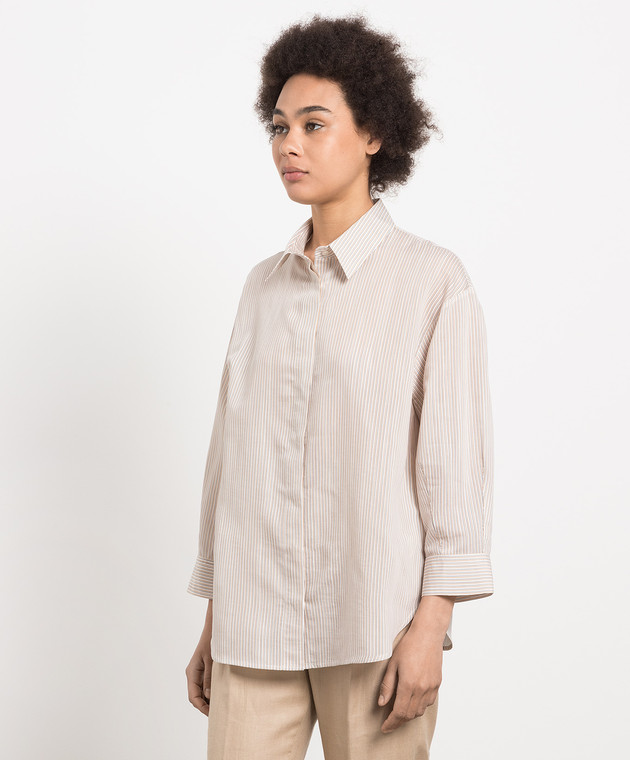 Peserico Beige striped shirt with monil chain S0617200661 image 3