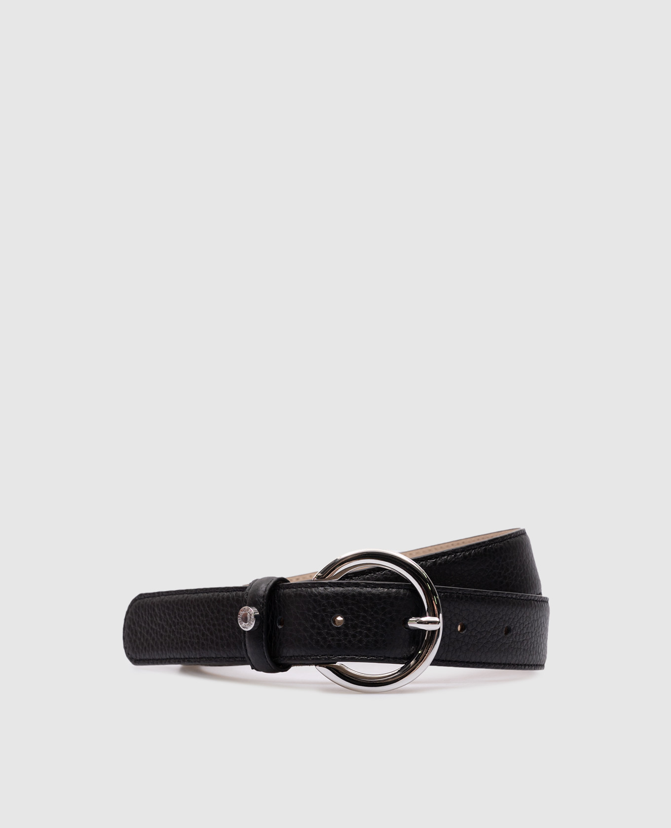 Black leather belt with embossed grain