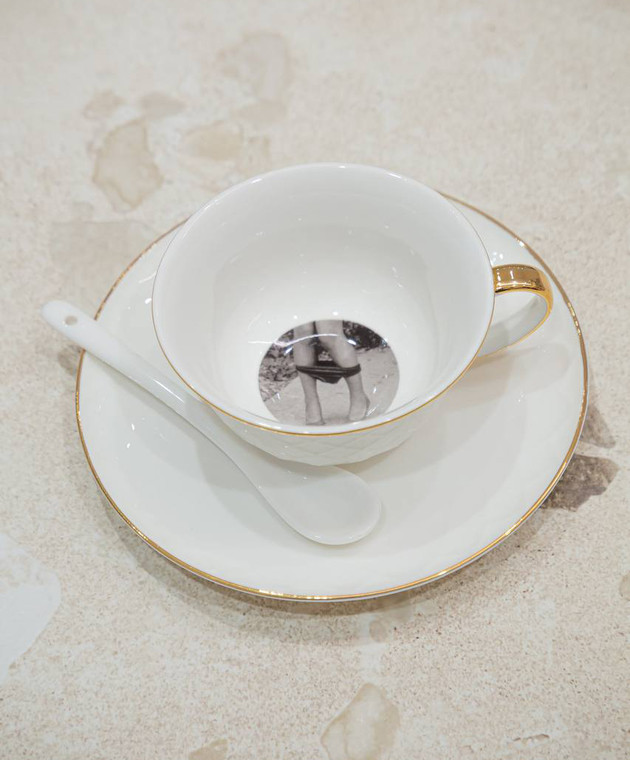 SELETTI Белый набор Tarin - Proserpina с чашками, блюдцами и ложками 09967 изображение 4