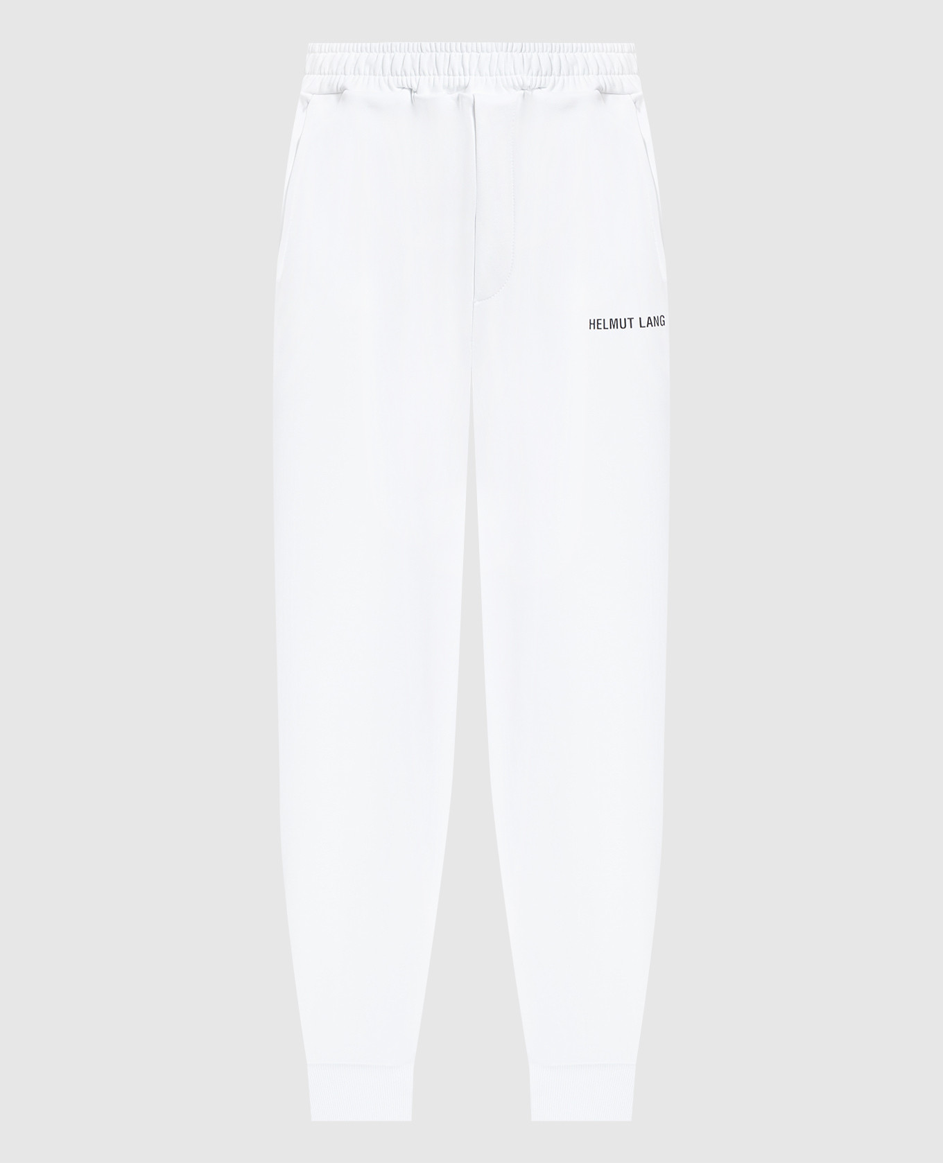 White joggers with logo print