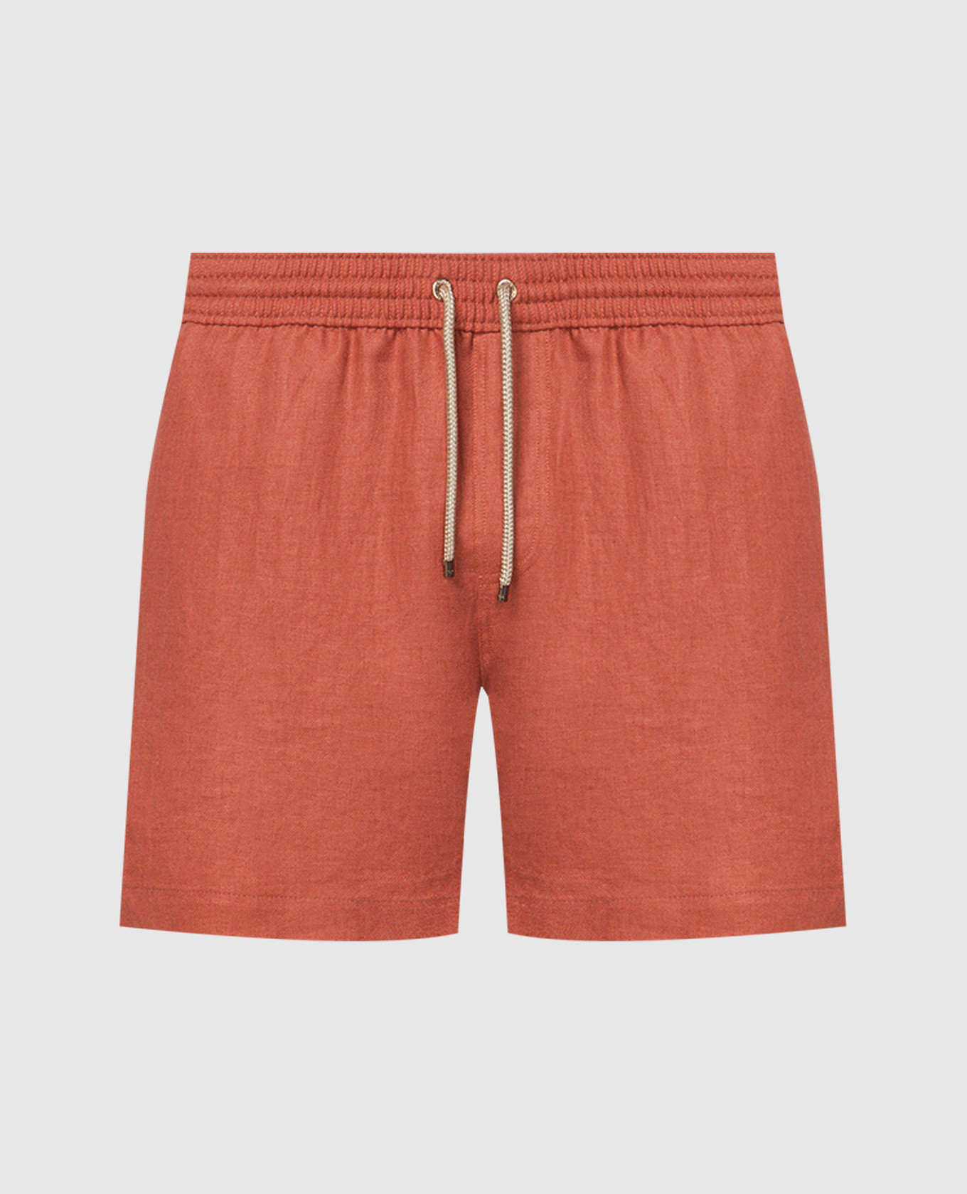 Brown linen swim shorts