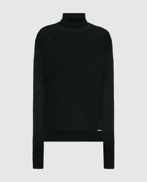 Kiton Чорний светр з кашеміру та шовку у рубчик D56717319