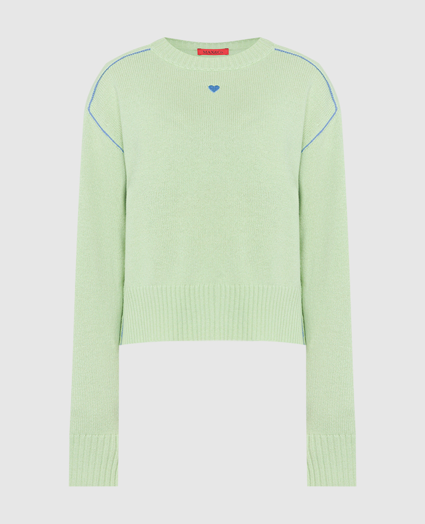 Green PARK cashmere sweater with embroidery