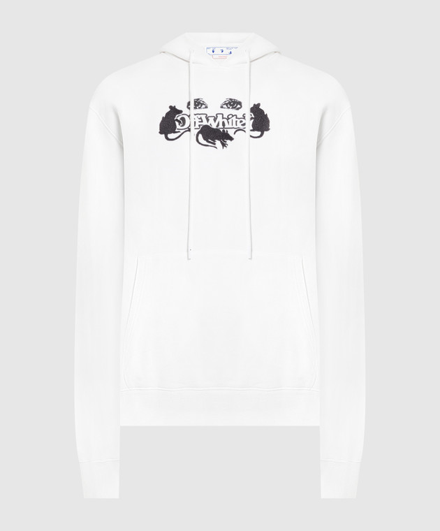 Off-White White hoodie with Cat embroidery OMBB085S23FLE008