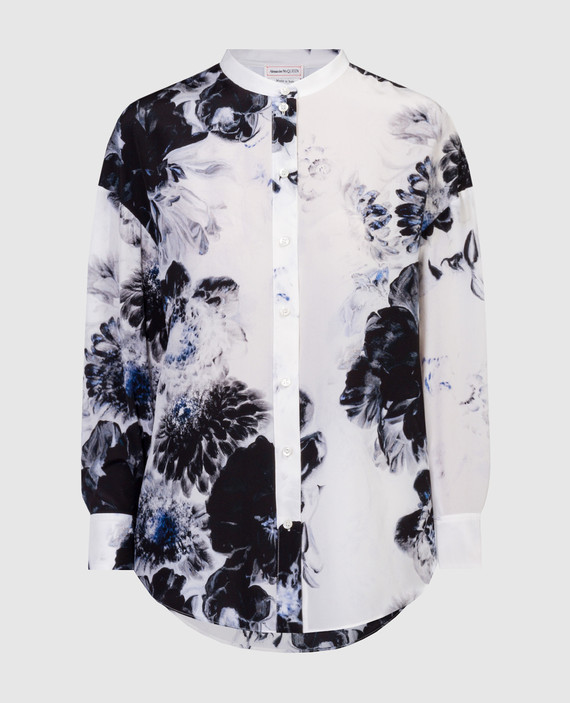 Chiaroscuro print white silk blouse