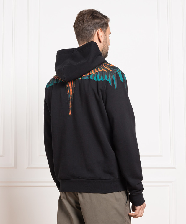Marcelo Burlon Черное худи с принтом LINES WINGS CMBB007F22FLE001 изображение 4
