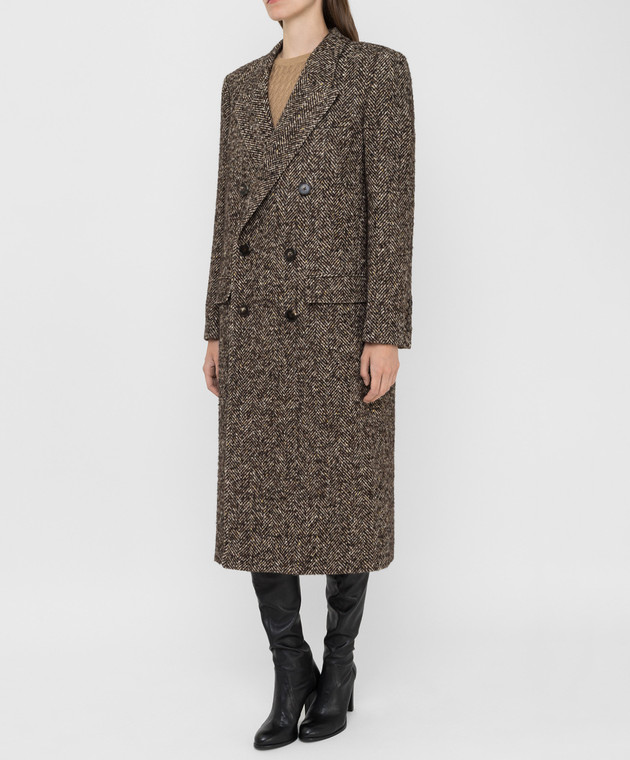 Celine Темно-коричневое пальто из шерсти 2M225044K изображение 3