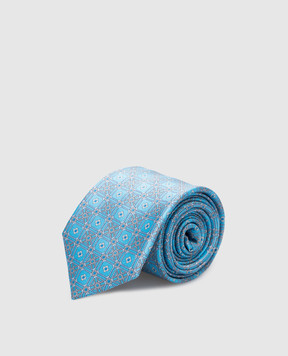 Stefano Ricci Дитяча блакитна краватка із шовку у візерунок YCX39000