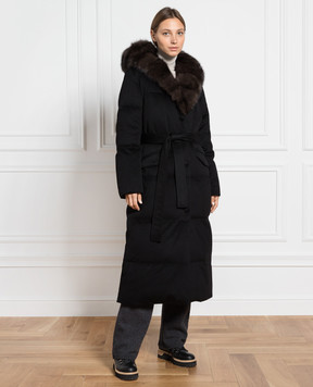 Be Florence Черный пуховик из кашемира с мехом соболя BE2341LOROPIANAXXDARK