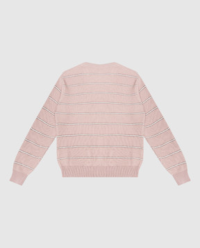 Brunello Cucinelli Дитячий бежевий джемпер в смужку з люрексом B19M18300B