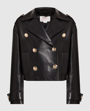Babe Pay Pls Black double-breasted leather jacket 2005PLONGE