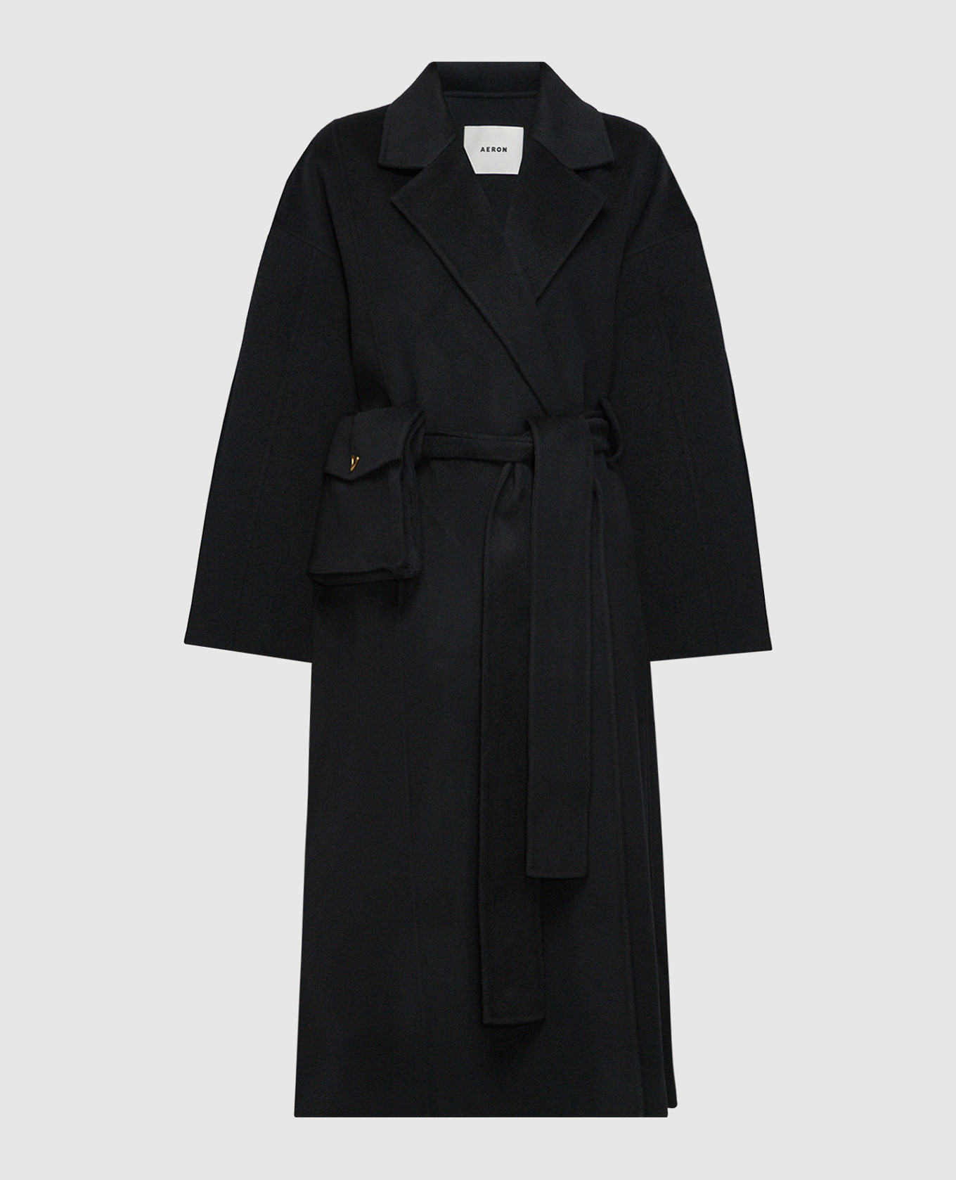 Black double-breasted Hutton wool and silk coat