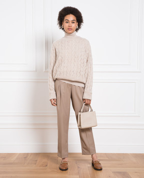 Brunello Cucinelli Бежевый свитер с люрексом MBG747600P