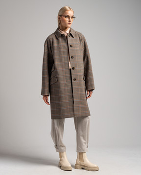 Max Mara Sportmax Коричневое пальто Vasaio в клеточку VASAIO