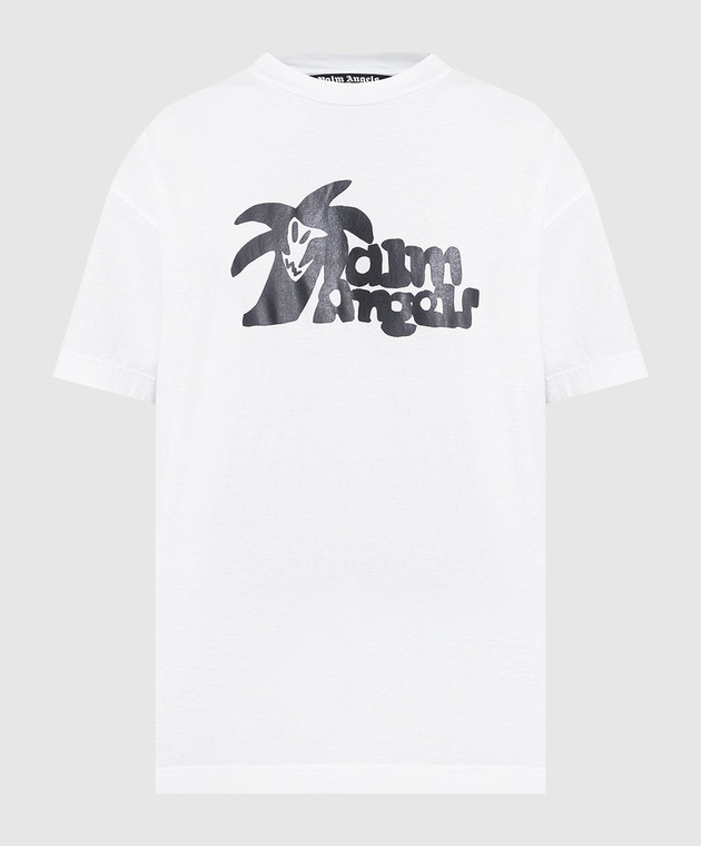 Palm Angels White t-shirt with logo print PMAA001E23JER012