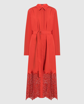 Loro Piana Червона сукня-сорочка міді Carola з мереживом FAM0878